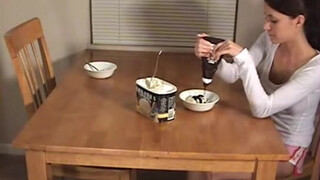 Sisters Breakfast Surprise: Self-Sucking Brothers Cock