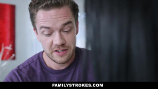 Brother and sister on the couch have a hot incest