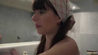 Grandpas Bedtime Grilling: Gray-Haired Grandfather Teases Granddaughter