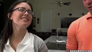 Daughter-Mom Hot Threesome: Student Does Double Duty on Comfy Table