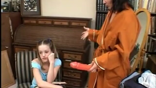 Young daughter fucks mature mother in her pussy with two fingers