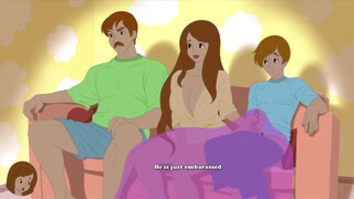 Incest cartoon as the son has sex with his asshole mother and sister
