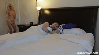 Goodnight Kiss and More: Blonde Sister Surprises Brother with Passionate Lovemaking