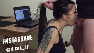 Russian Sis Seduces Bro: A Deep Blowjob Distraction